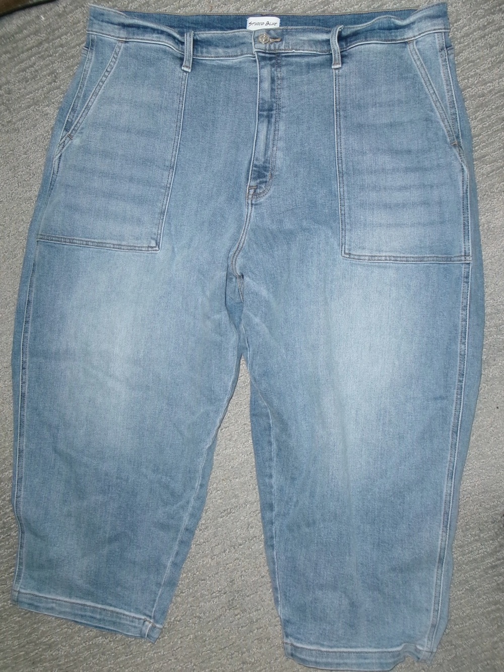 Studio Blue Light Wash Women’s Jeans with Front Patch Pockets - Size 22W